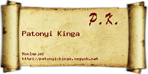 Patonyi Kinga névjegykártya